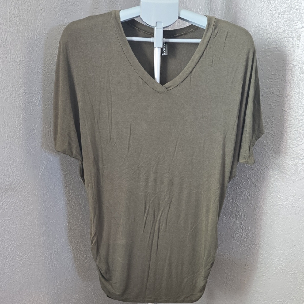 Casual Olive V-Neck Blouse